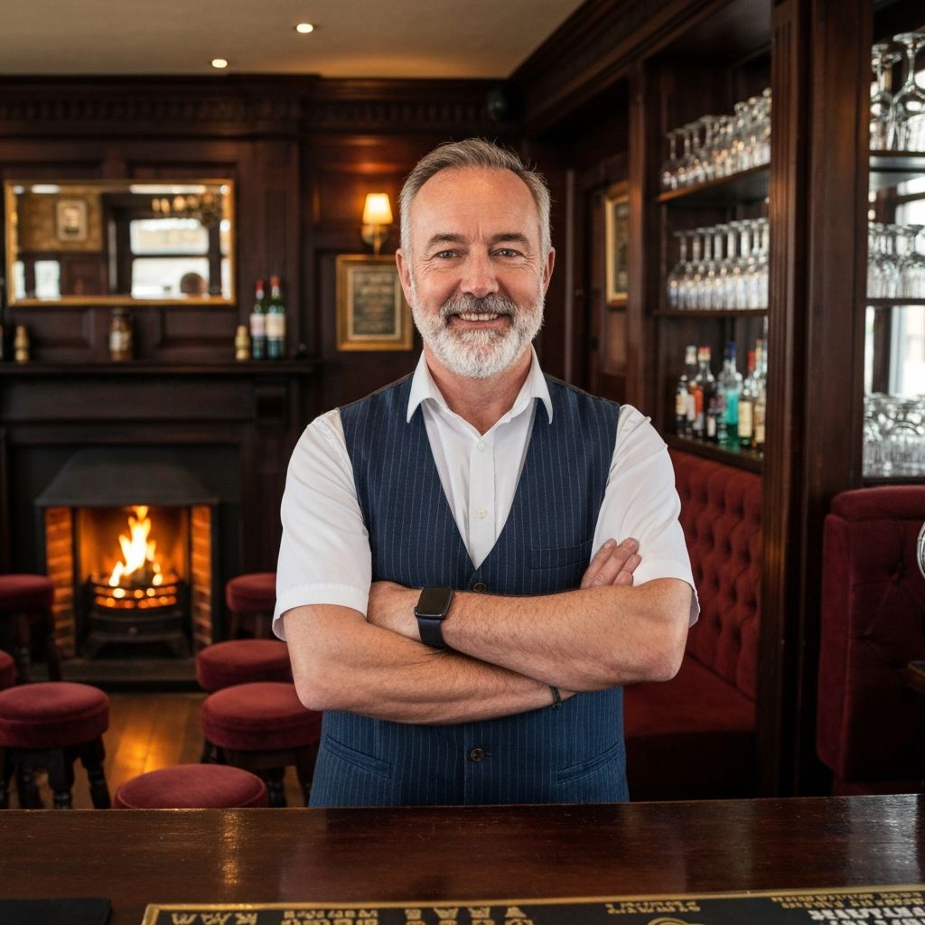 New pub landlord behind the bar